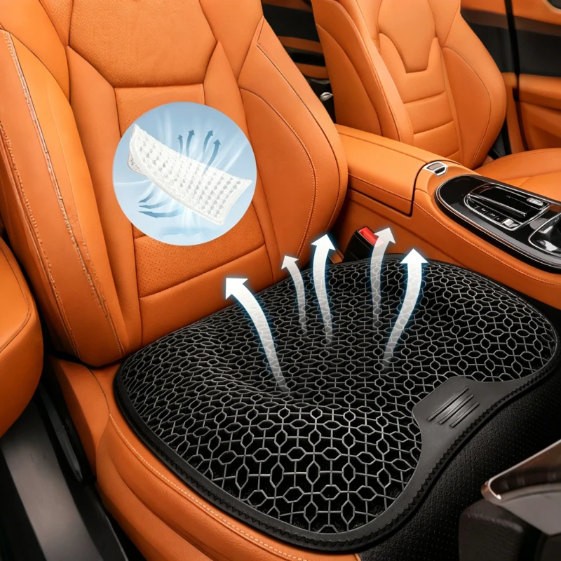 

1pc Gel-Infused Car Seat Cushion - Portable & Breathable Comfort for Long Drives, Essential for Commuting and Road Trips