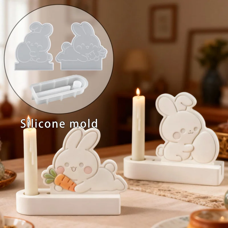 

Diy Пасхальный кролик удлинитель эпоксидная форма для подсвечника кролик украшения гипсовая силиконовая форма