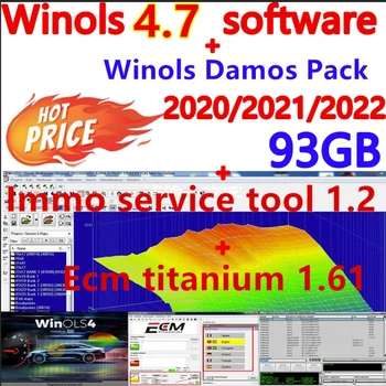 New auto repair software Winols 4.7 software + 93gb Damos files + ECM titanium 26100 + immo service tool v1.2 + Video guid install