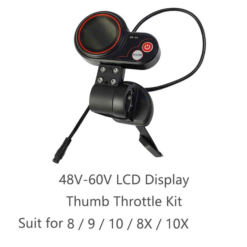 A48I QS-S4 48V-60V Thumb Throttle LCD Display Kit for Zero 8 9 10 8X 10X Electric Scooter 6PIN Display Accessories