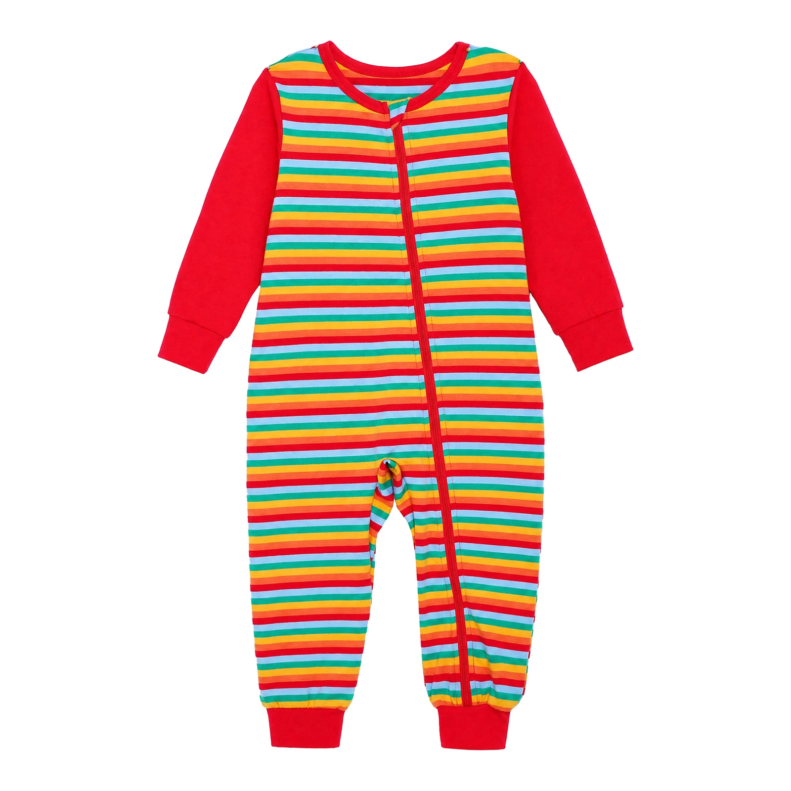 Baby Toddler Boys Girls Adaptive Clothing Striped Jumpsuit Long Sleeve Zipper Front Bodysuit for Outdoor Play Home Park Hospital
