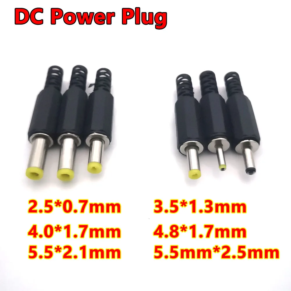 50Pcs 5.5*2.5mm 2.5*0.7mm 3.5*1.3mm 4.0*1.7mm 4.8*1.7mm 5.5*2.1mm Male Jack DC Power Plug Socket Jack Adapter Adaptor Connector