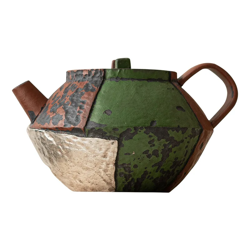 

Hand-painted gold Baijia teapot to make tea Household coarse pottery old rock mud Kung Fu tea set is not hot, single pot, wabi