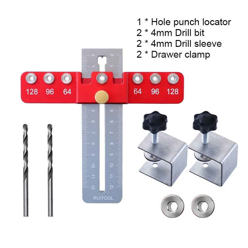 Drawer Cabinet Hardware Jig Door Handle Hole Locator Adjustable Woodworking Drilling Locator Tools Handle Puncher