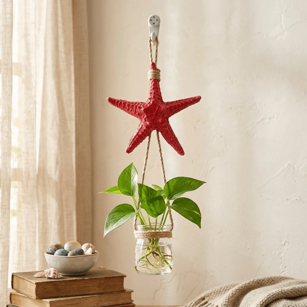 Ocean Style Hanging Hydroponic Vase Colorful Starfish Fresh Simple Glass Vase Seagull Transparent Wall Hanging Vase