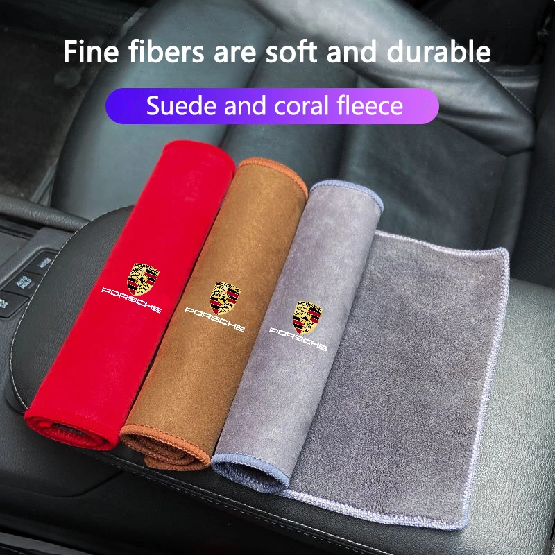 Suede Microfiber Towel Car Wash Cleaning Rag Cloth For Porsche 911 718 Taycan Panamera Cayenne Macan Boxster Cayman Pajun 918