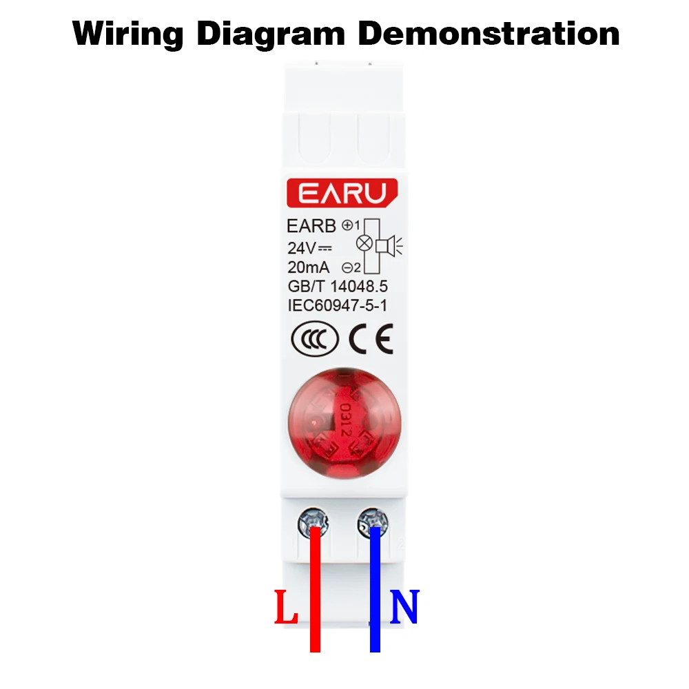 18 مللي متر Din السكك الحديدية جبل مصباح إشارة LED مسموع مع سلسلة الطنانات البصرية التيار المتناوب 220 فولت تيار مستمر 24 فولت يشير إلى أضواء الطيار الإشارة الأحمر