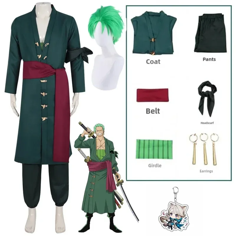 Wano Country Zoro Juurou Cosplay para niños, disfraz de anime de una pieza, tela de fiesta de Carnaval de Halloween, fantasía infantil