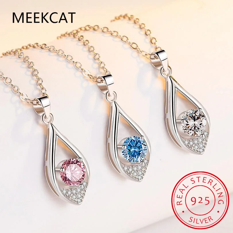 925 Sterling Silver Moissanite 1 Carat Water Drop Necklace Clavicle Chain Fashion Trend Design Light Luxury Senior Ladies