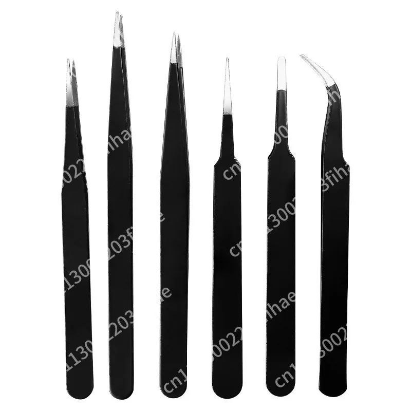 Stainless steel tweezers DIY handmade clips, tweezers pointed elbow anti-static tweezers
