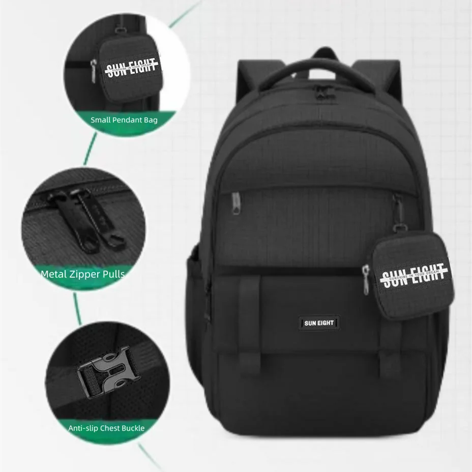 Sun Eight Tas Sekolah Santai Anak Laki-laki Perempuan Ransel Ortopedi Bahu Siswa SMP Kapasitas Besar Ringan Tahan Air Mochilas