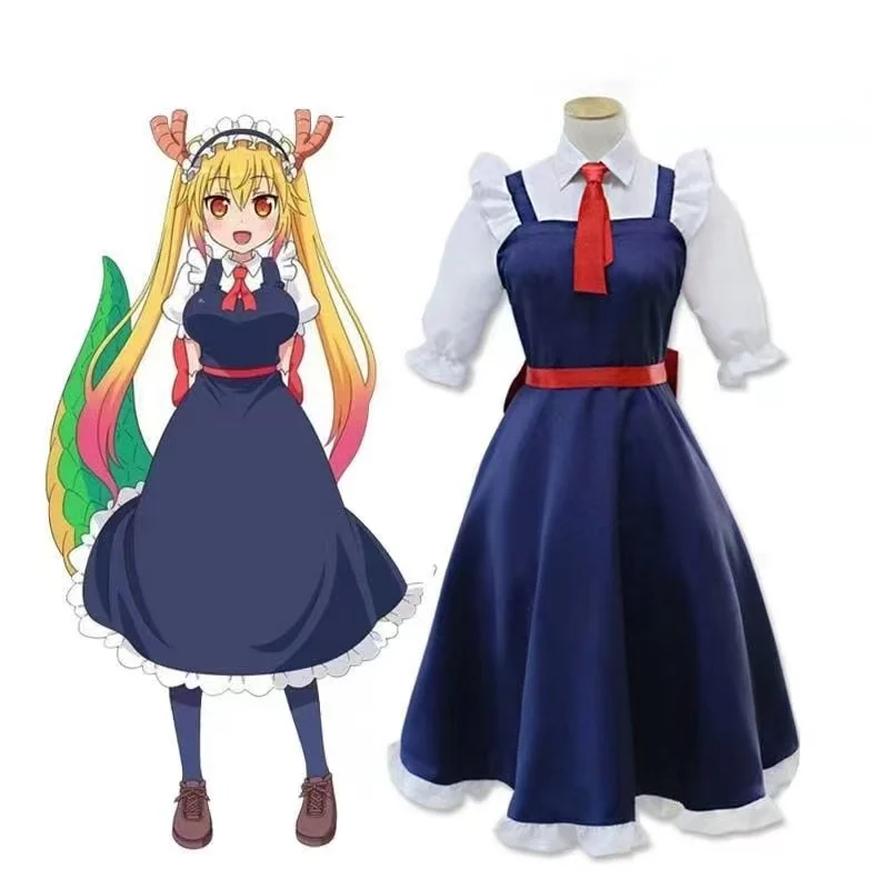 

Anime Kobayashi's Dragon Maid Tohru Cosplay Costume Maid Dress With Accessory For Women Halloween Party Comic Con Outfit