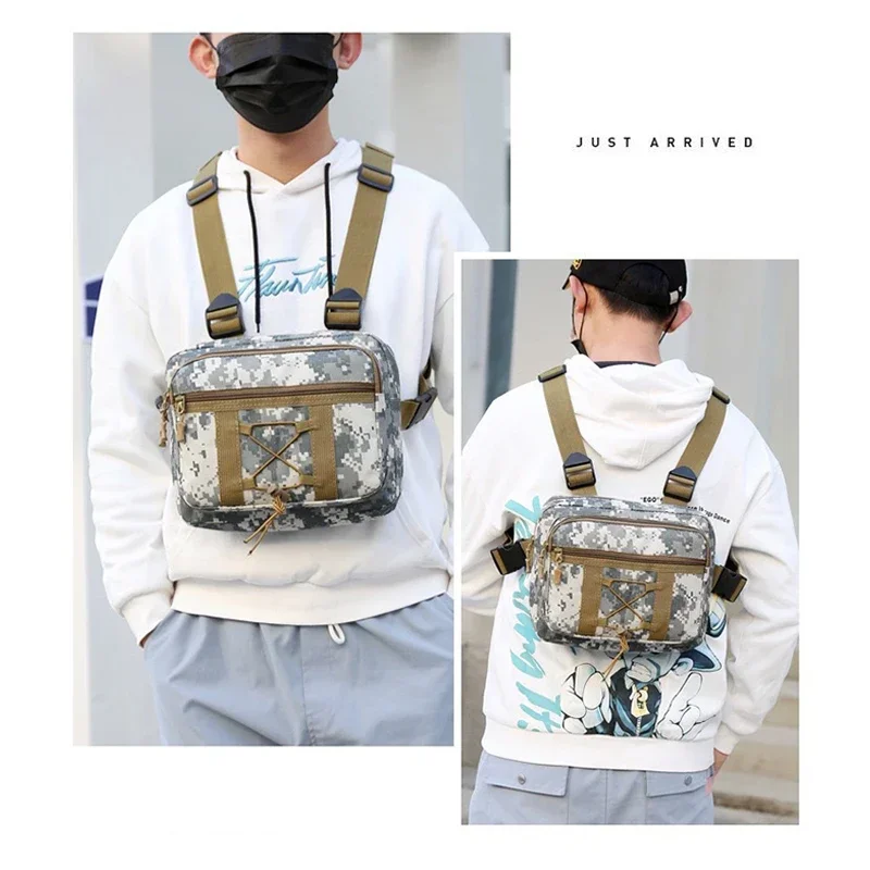 Bolsa táctica de camuflaje para exteriores, herramientas con personalidad, chaleco funcional, mochila doble de tela Oxford, bolsa de pecho para hombres y mujeres