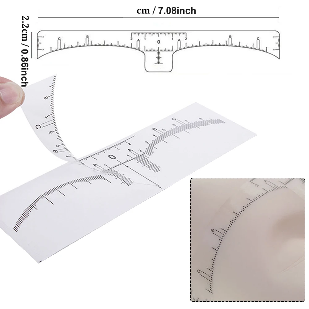 Regla desechable para cejas, Microblading adhesiva para pegatina, tatuaje, herramientas de medición para maquillaje permanente, 100/50/10 piezas