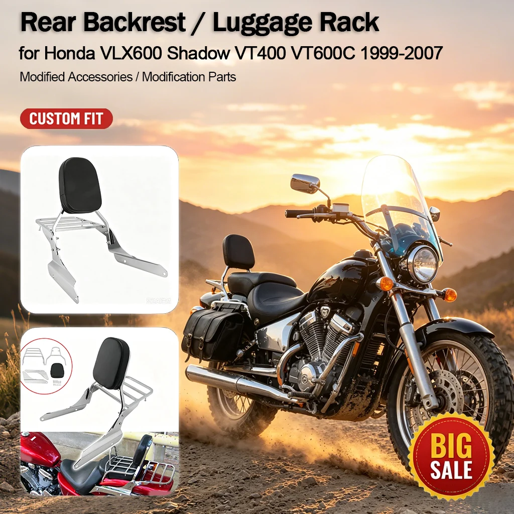 Rear Backrest Luggage Rack Tour Tail Frame for Honda VLX600 Shadow VT400 VT600C 1999-2007 Modified Parts
