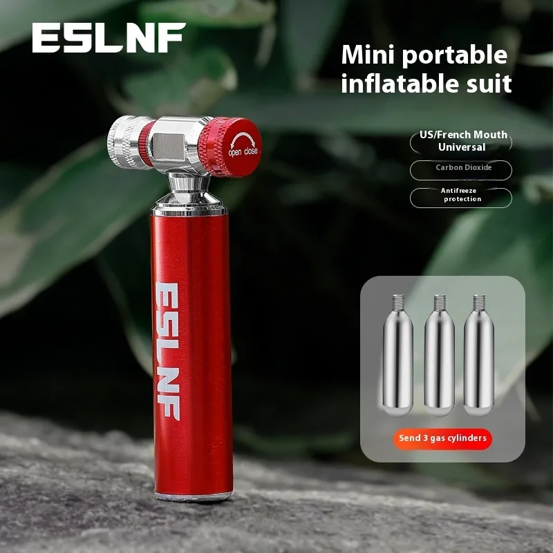

ESLNF Mini Bicycle Pump Portable Tire Inflator Schrader Presta Adapter CO2 Cartridge MTB Road Bike Aluminum Alloy Hand Air Pump
