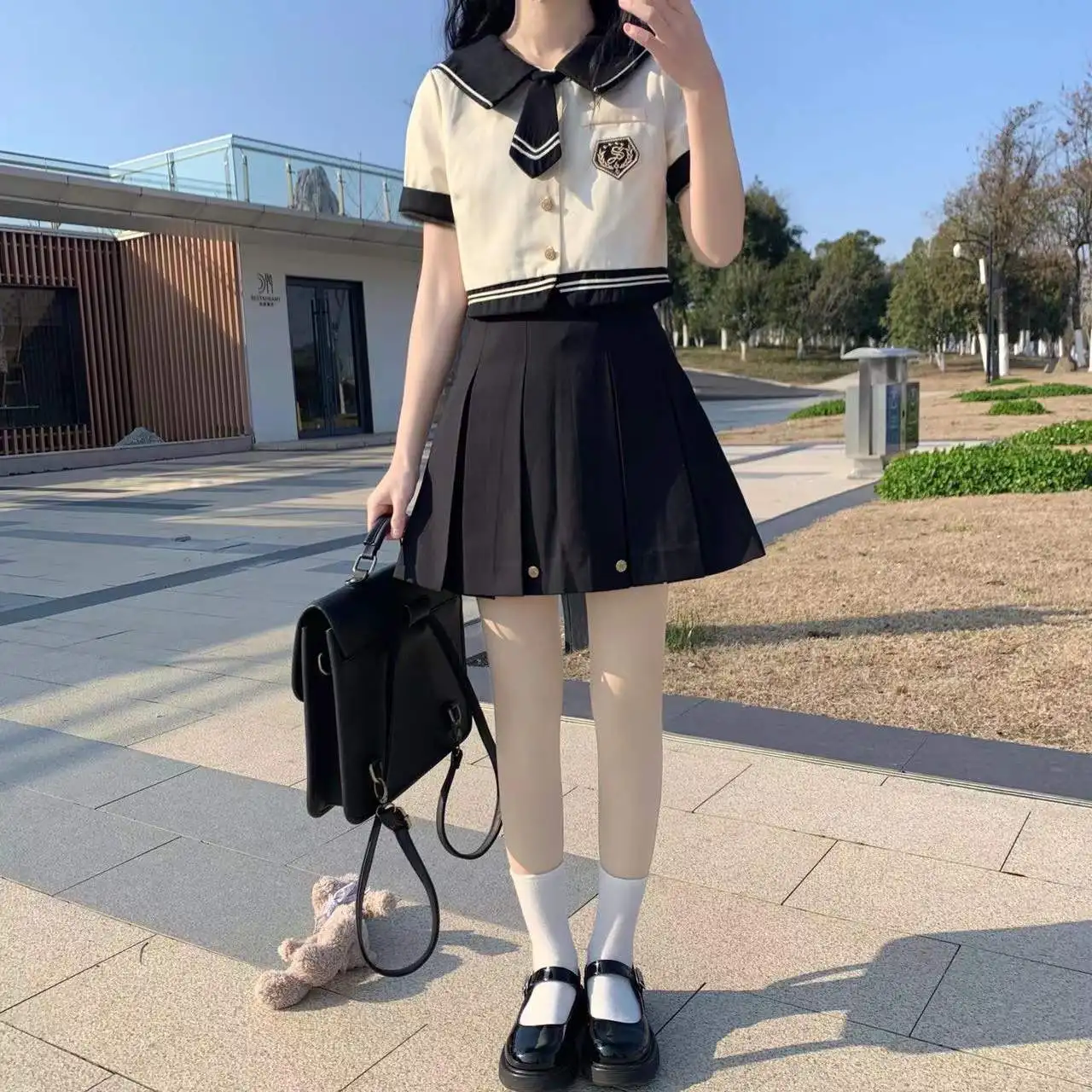 Japanese student 2 piece sets womens outfits women's skirt and cropped set Mini skirts two piece top and skirt set casual 2023