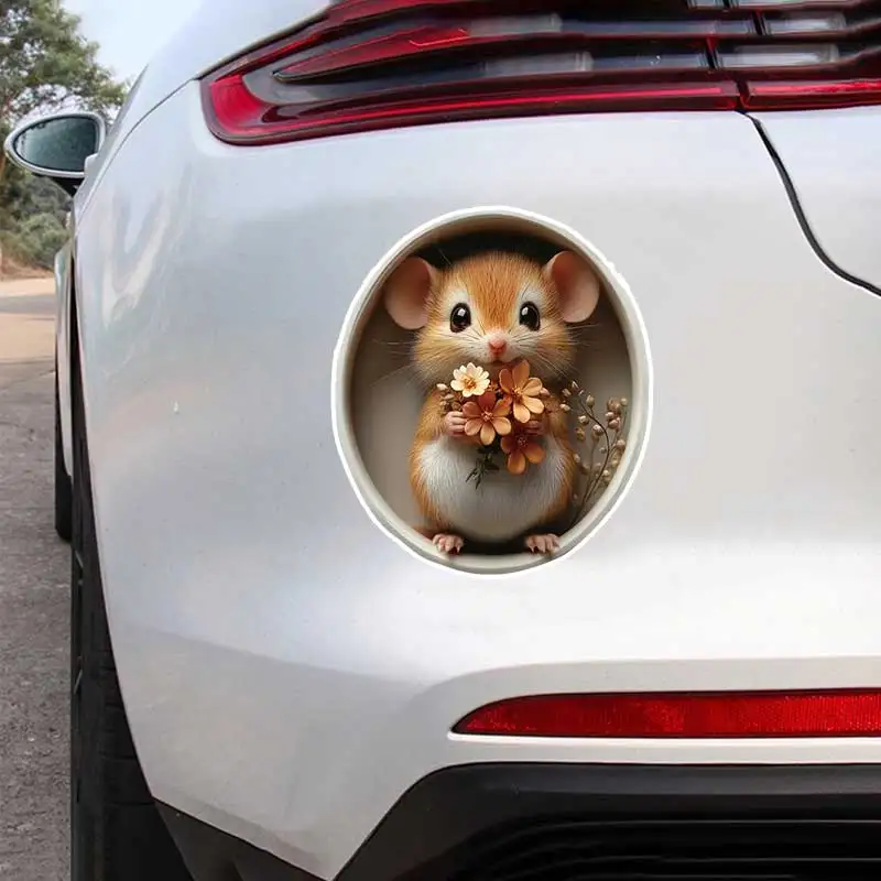 

Cute Mouse and Flower Car Sticker Waterproof Vinyl Decal on Bumper Window Laptop Self-adhesive Decal For Car Accessories Y894