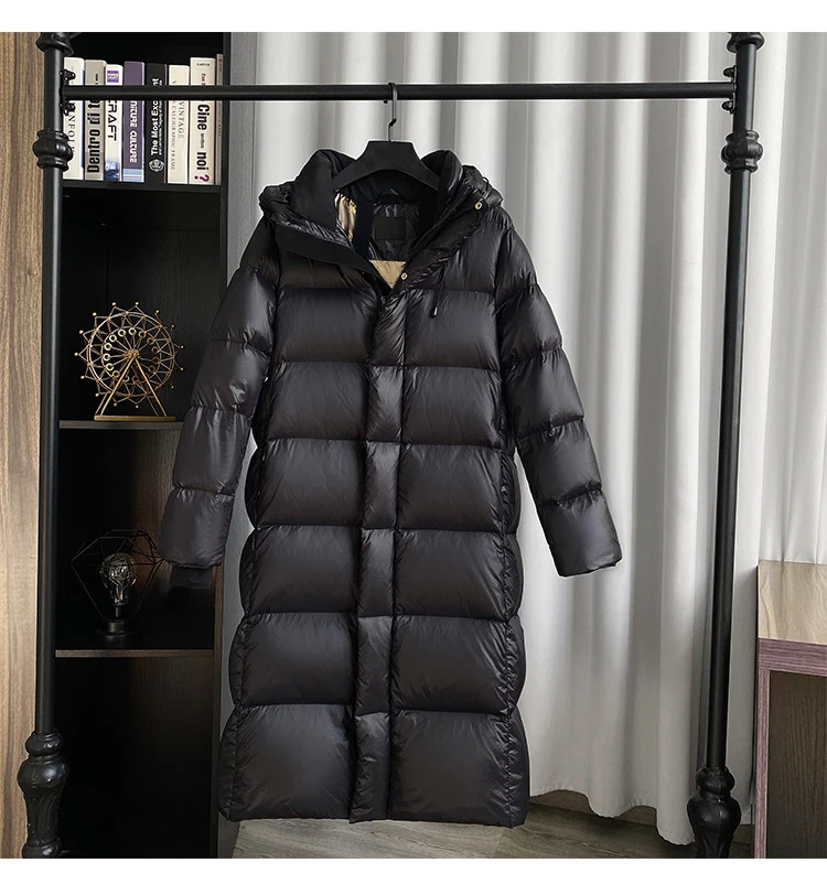 New outerwear Unisex High quality warm korean clothing Padded knee-length goose down feather coats Women's winter down jacket