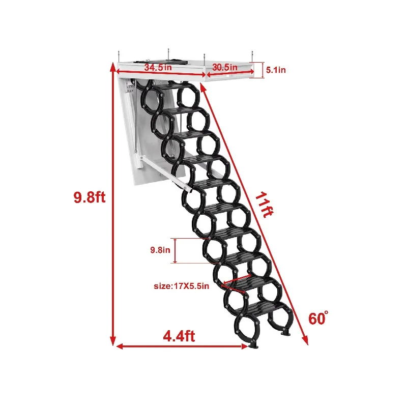 Système de traction d'échelle de grenier rétractable électrique, escaliers de Loft télescopiques