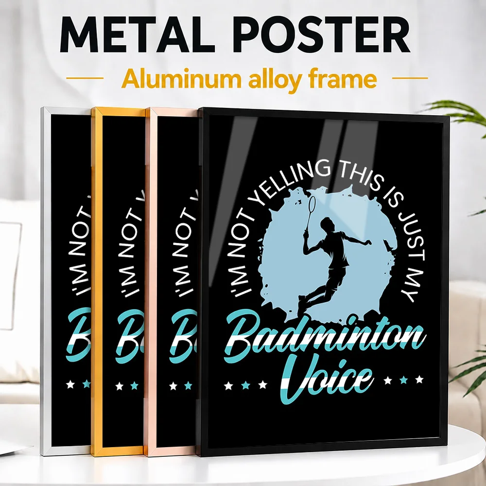 My Badminton Voice Framed Aluminum Metal Poster Customized Photo Colorful Smash Style Wall Art For Home Gym Memorable Fan Gift