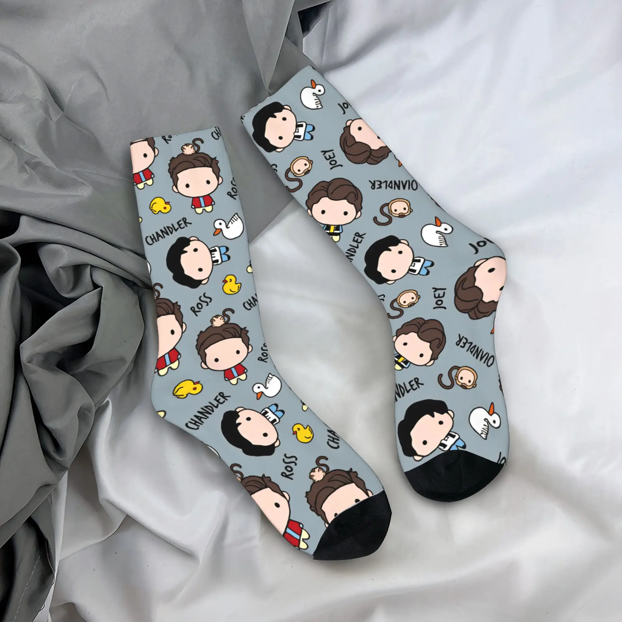

Носки для пар, чулки с героями мультфильмов «Друзья», нескользящие средние мягкие носки, осенние винтажные носки для скалолазания с принтом