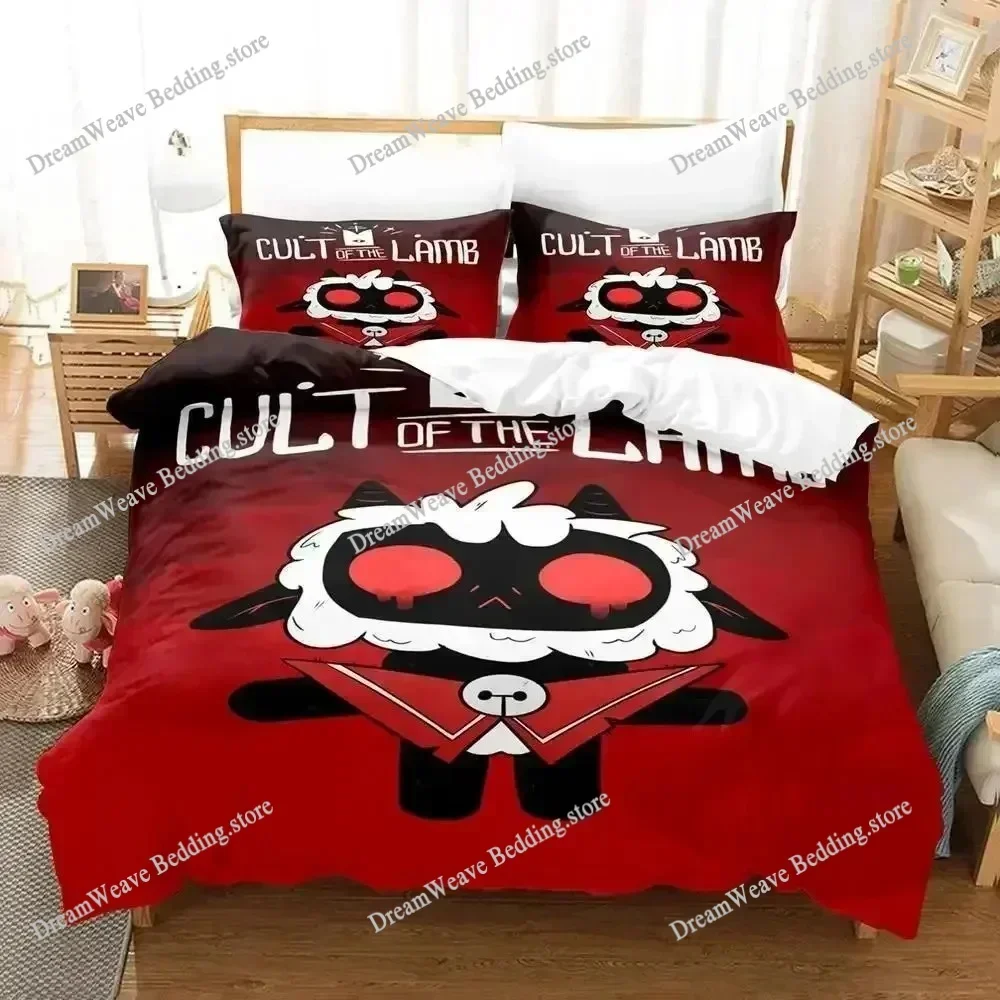 3D Print Cult of The Lamb Bedding Set Single Twin Full Queen King Size Bed Set Aldult Kid Bedroom Duvet Cover Sets Luxury Gift