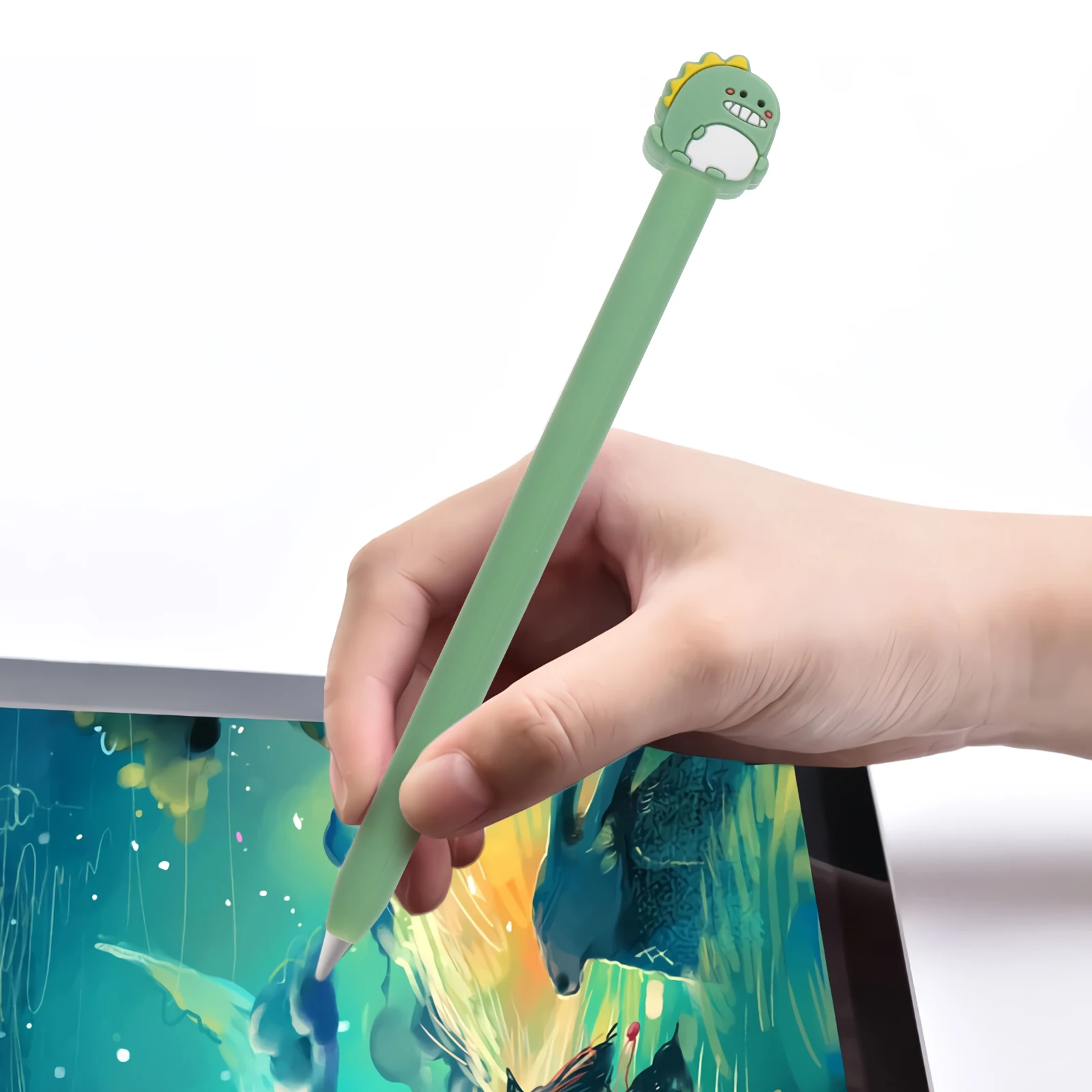 1 قطعة حافظة ستايلس سيليكون غطاء حماية ممتاز سيليكون ستايلس غطاء القلم عدم الانزلاق حامل الكرتون السفر الاستخدام اليومي هدية القلم