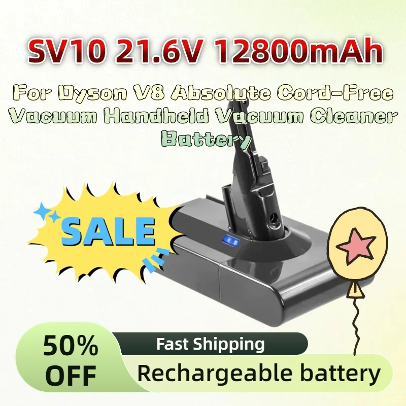 

New Upgrade Replacement Battery SV10 21.6V 12800mAh for Dyson V8 Absolute Cord-Free Vacuum Handheld Vacuum Cleaner Battery