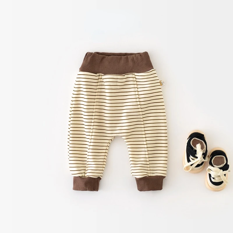 HoneyCherry Baby Winter Trousers Newborn Cartoon Rabbit Striped Harem Trousers Children's Cute Outside Wear Sweatpants