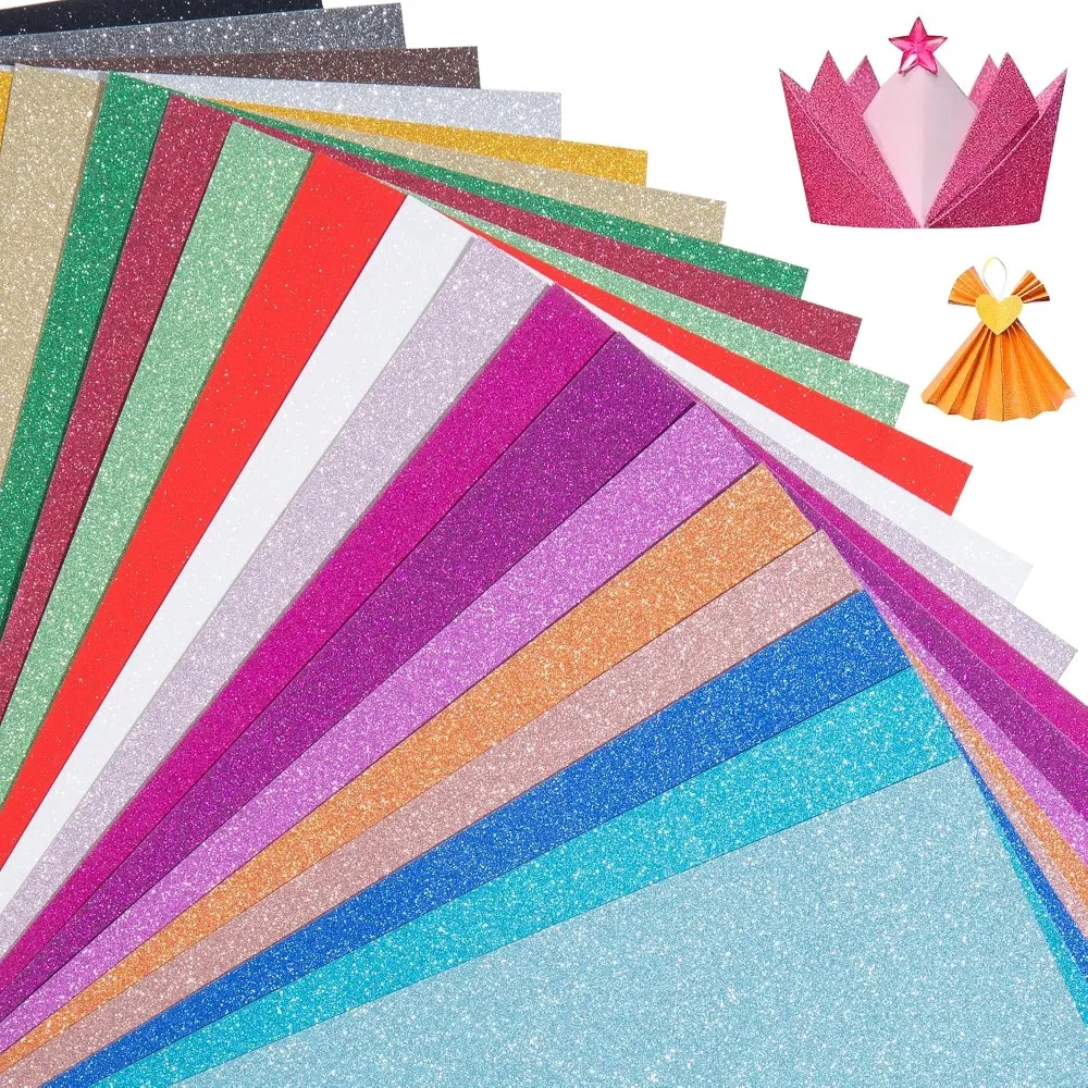 

20 Colors 40 Sheets Glitter Cardstock,Cardstock Paper,Premium Sparkly Cricut Cardstocks,A5 Glitter Paper for Arts Crafts,Card Making, Scrapbook Supplies for DIY Project