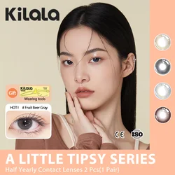 Kilala cor lentes de contato 6 meses lente 1 par/2 pcs prescrição cor natural lente cosméticos olho maquiagem iluminar cor dos olhos