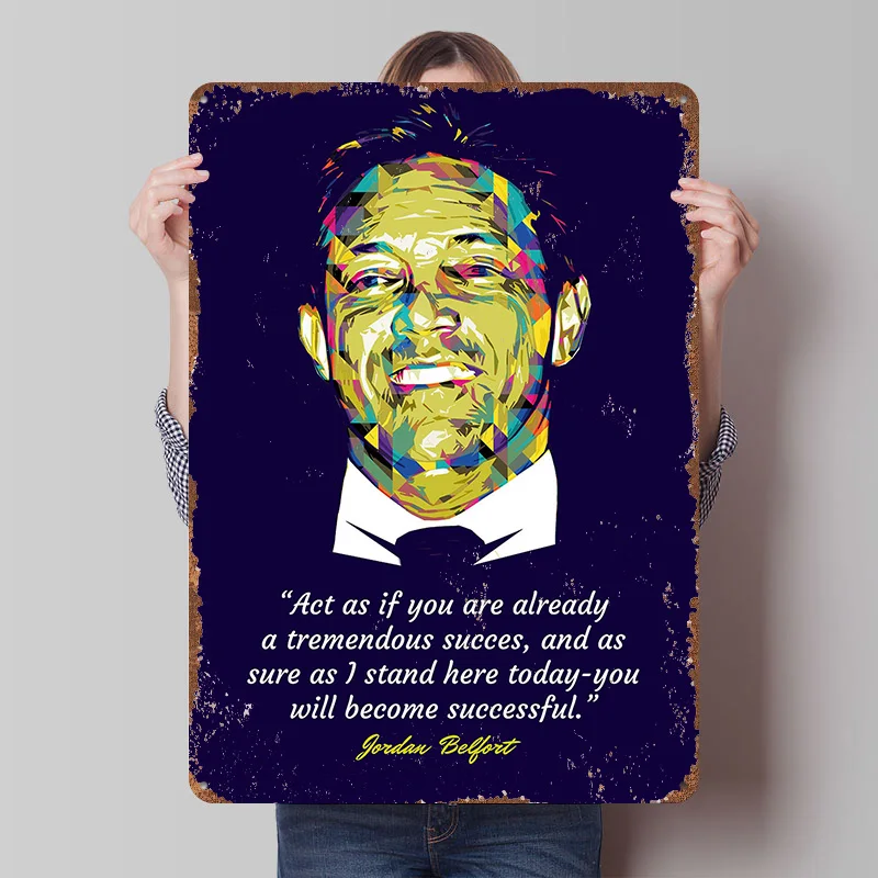 Póster de Metal Personalizado con Citas de Jordan Belfort, Arte Retro para Pared, Letreros Metálicos Vintage para Habitación, Hogar y Decoración, Decoración para Sala de Juegos