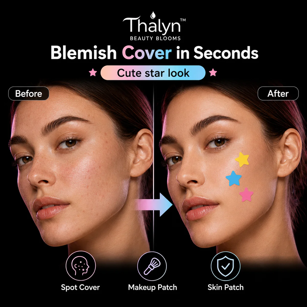 240PCS Colorful Star Pimple Patches Yellow Blue Pink Acne Patch Invisible Makeup Skin Cover Sticker Cute Beauty Patch - view 5
