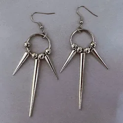 Goth Jewelry Beads Rivets Drop Earrings Grunge Rock Accessories Punk Earrings Women Cool Korean Fashion Earrings