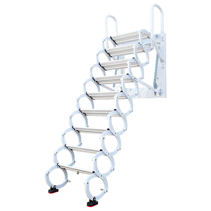 Carbon Steel Attic Stairs Automatic Telescopic Foldable 300kg Max Load Extended Height 10 12 Steps Ceiling Hidden Loft Ladder