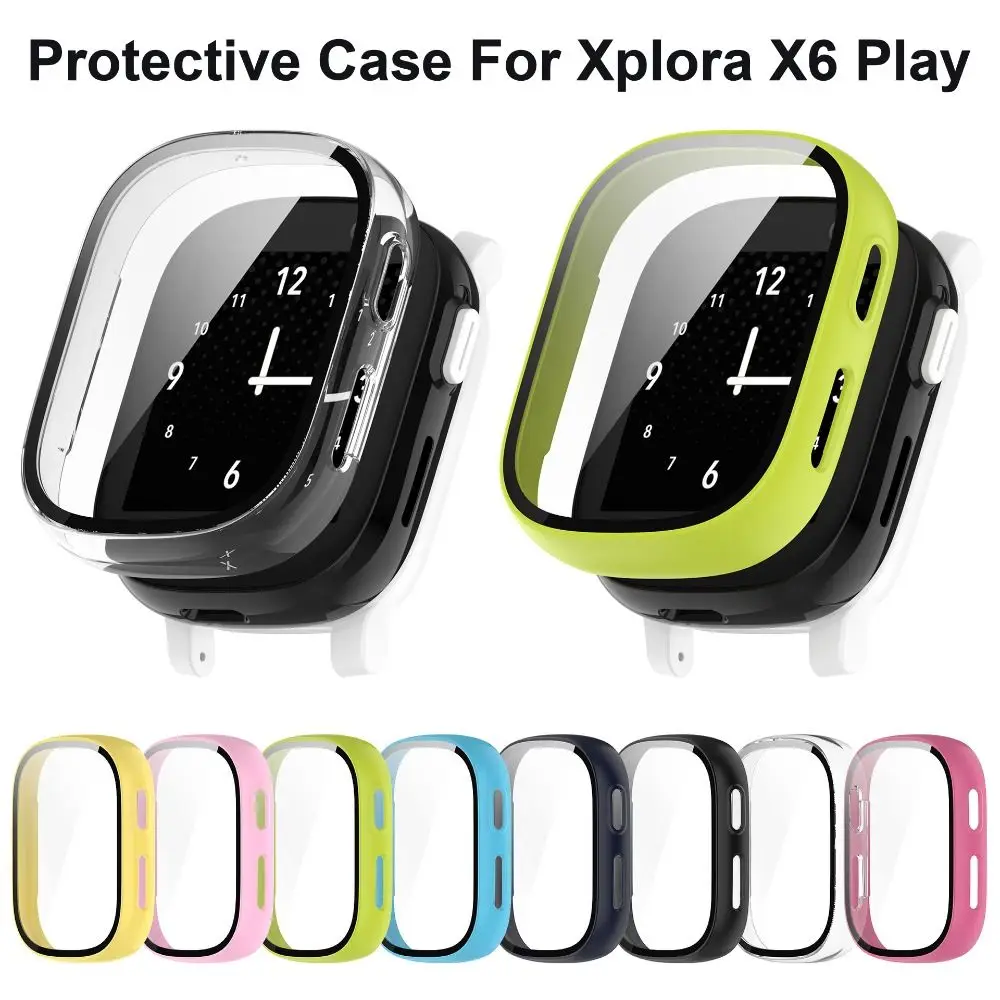 New PC+Tempered Protective Case Kids Smart Watch Screen Protector Accessories Full Cover Cover Shell for Xplora X6 Play