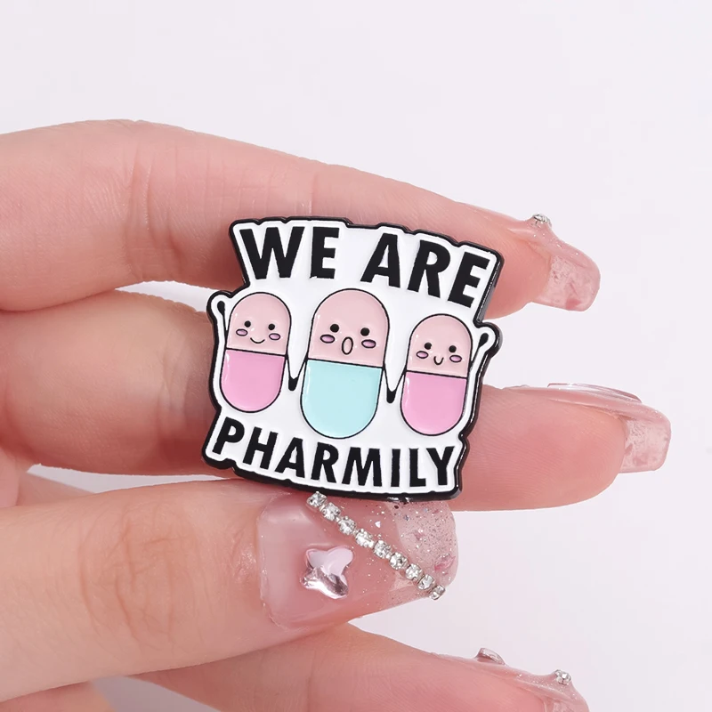 We Are Pharmily Enamel Pin Custom Pharmacy Student Eat Sleep Pharmacy Repeat Brooch Lapel Badge Accessory Jewelry Gift Friends