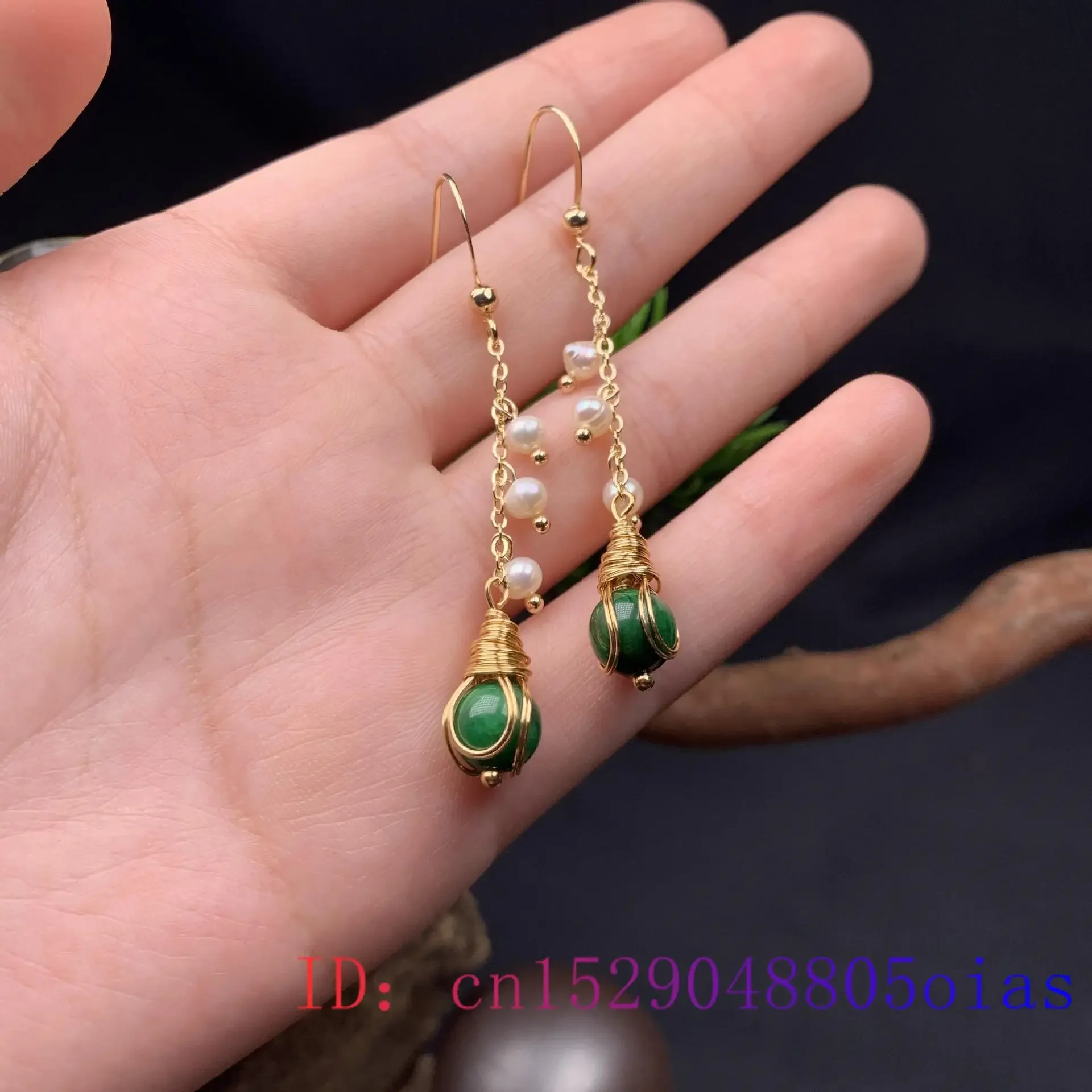 Green Jade Earrings for Women Amulet Gifts Natural Emerald Chinese Jewelry Gift Beads Carved 925 Silver Stone Real Pearl