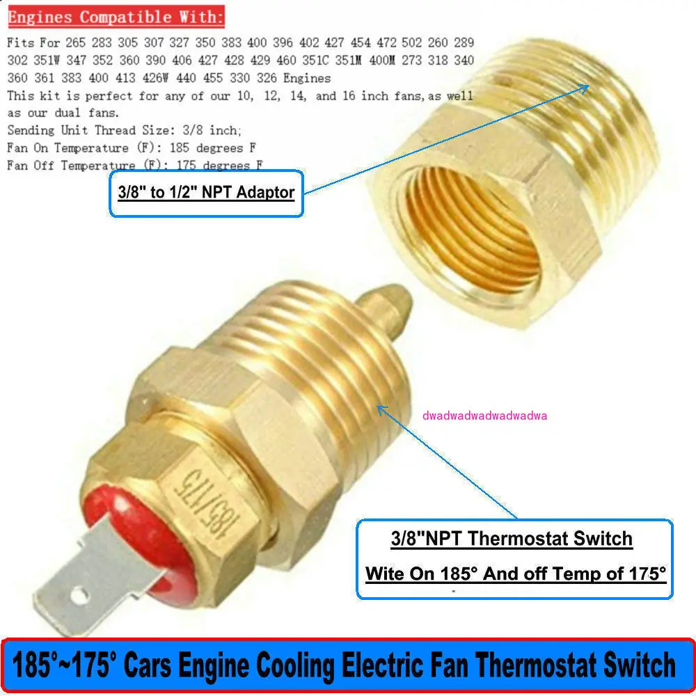 185 ° -175 ° NPT3/8 inch automatic engine cooling electric fan thermostat temperature switch