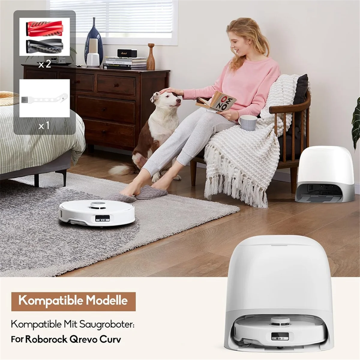 Szczotka główna 2025+ do robota sprzątającego Qrevo Curv, wysokiej jakości części zamienne z gumy ABS