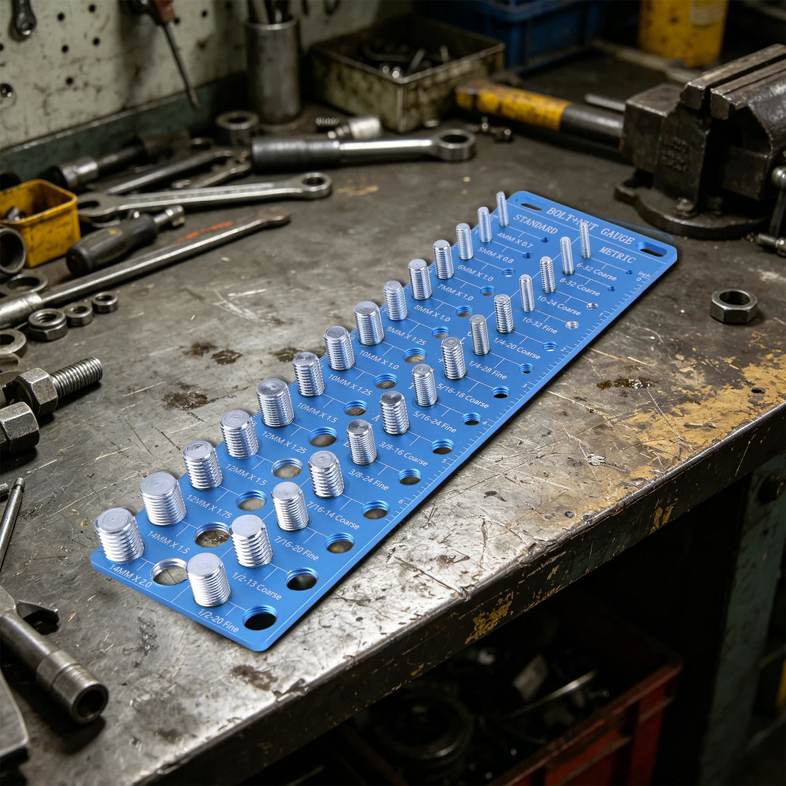 Nut and Bolt Identifier Gauge with 14 Standard & 14 Metric Bolt Size Finder for Screw Nut Bolt Size Finder Classification