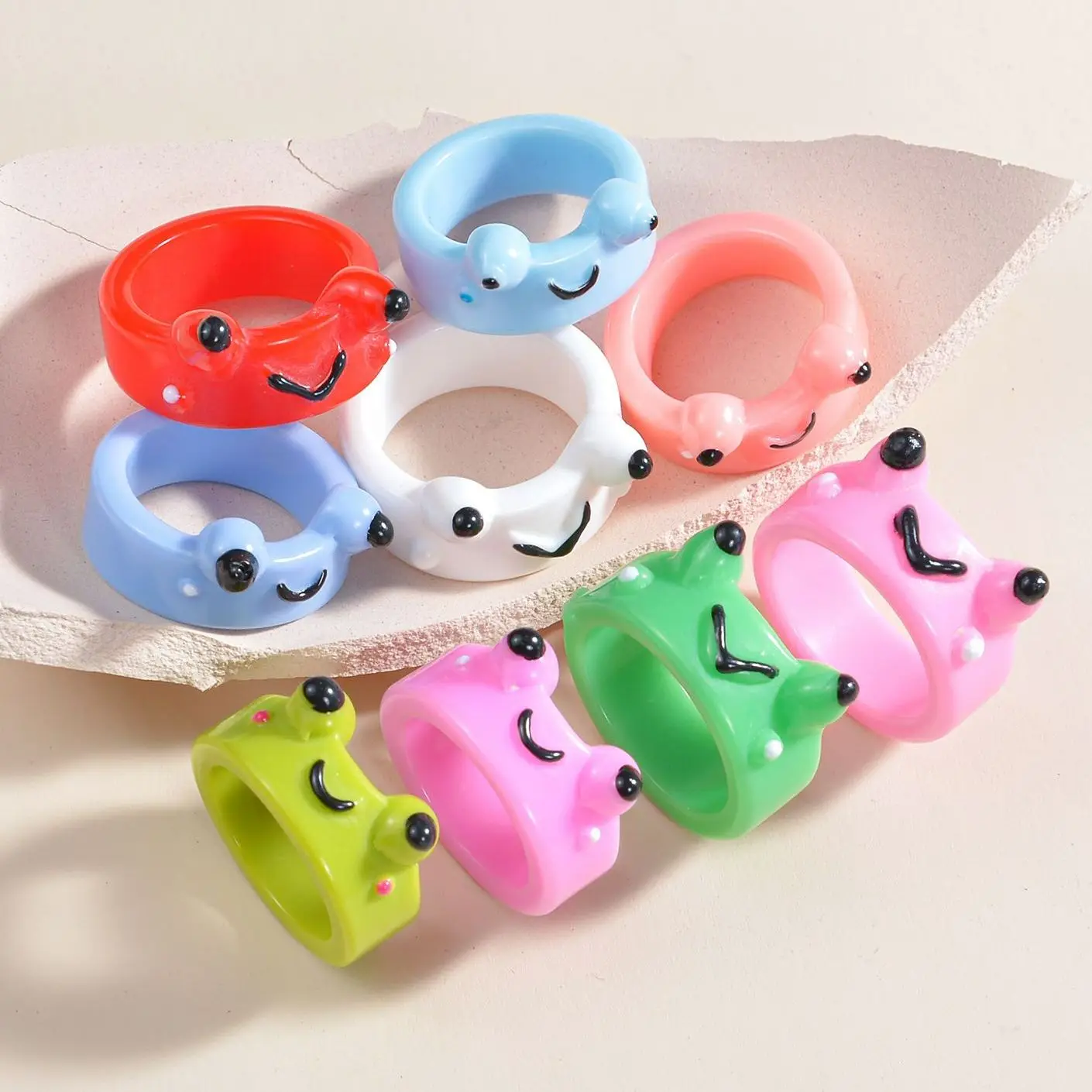 1PC Frog Acrylic Ring for Men Women New Fashion Cute Funny Cartoon Animal Rings Summer Best Jewelry Gift