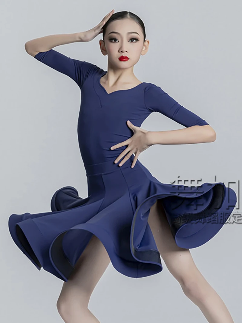 

Children Professional Latin Dance Dress Kids Girls Ballroom Dancing Dresses Rumba Chacha Samba Practice Dress Latin Performance