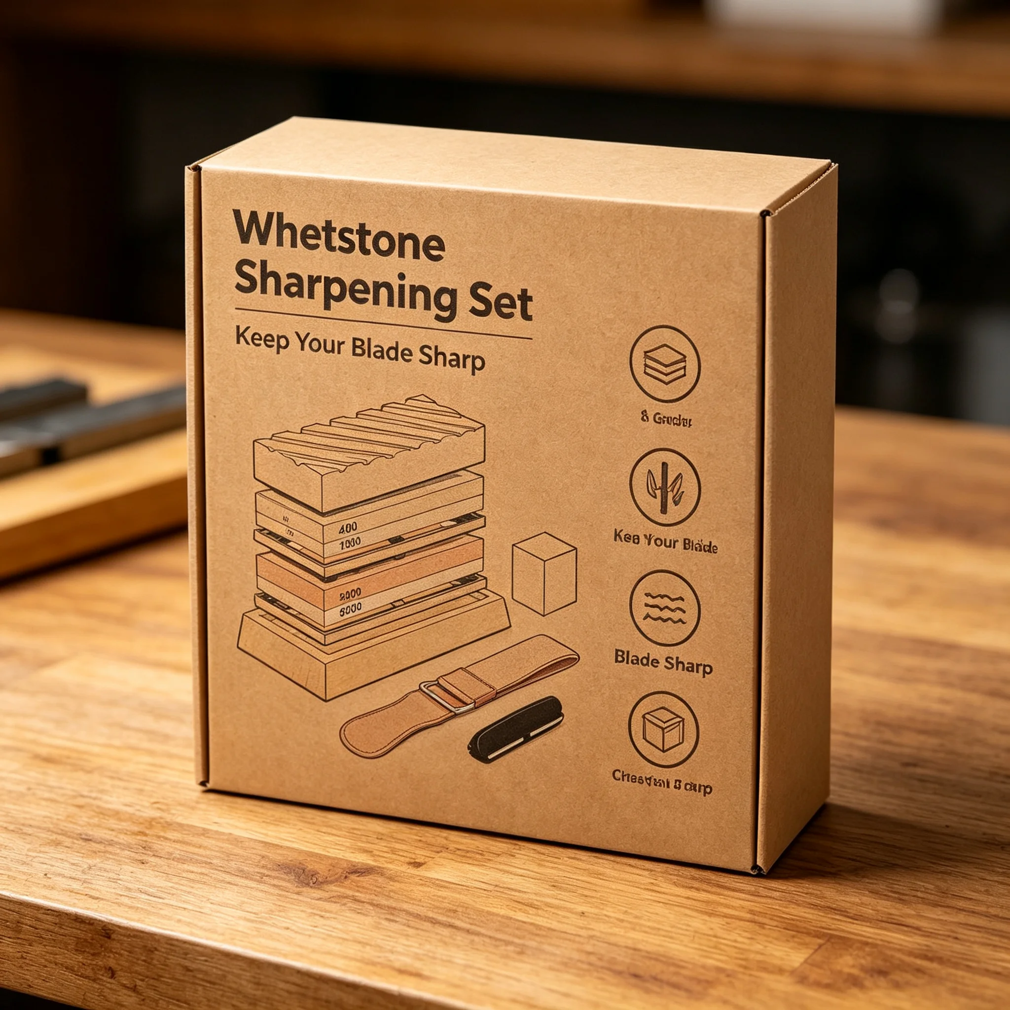 Professional Whetstone Knife Sharpening Stone Kit 400/1000 3000/8000 Grit Kitchen Knife Sharpener with Bamboo Base Leather Strop