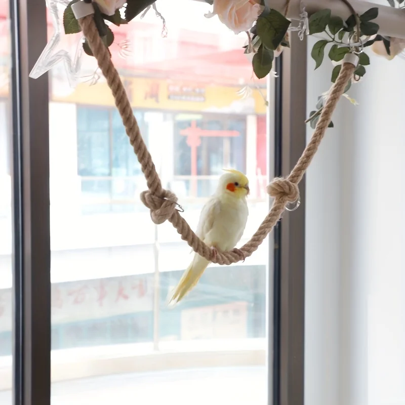 Linen Rope DIY Bendable Perch for Birds Non-slip Comfortable Grip Suction Cup Bird Climbing Rope Stable Durable