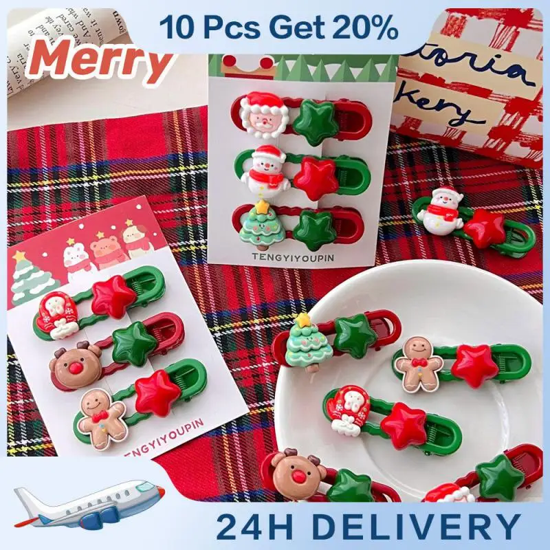 Broken Hair Clip Sweet Suitable For Students Gingerbread Man Hairpin Hairpin/side Clip Sweet Hairpin Broken Hair Christmas Gifts