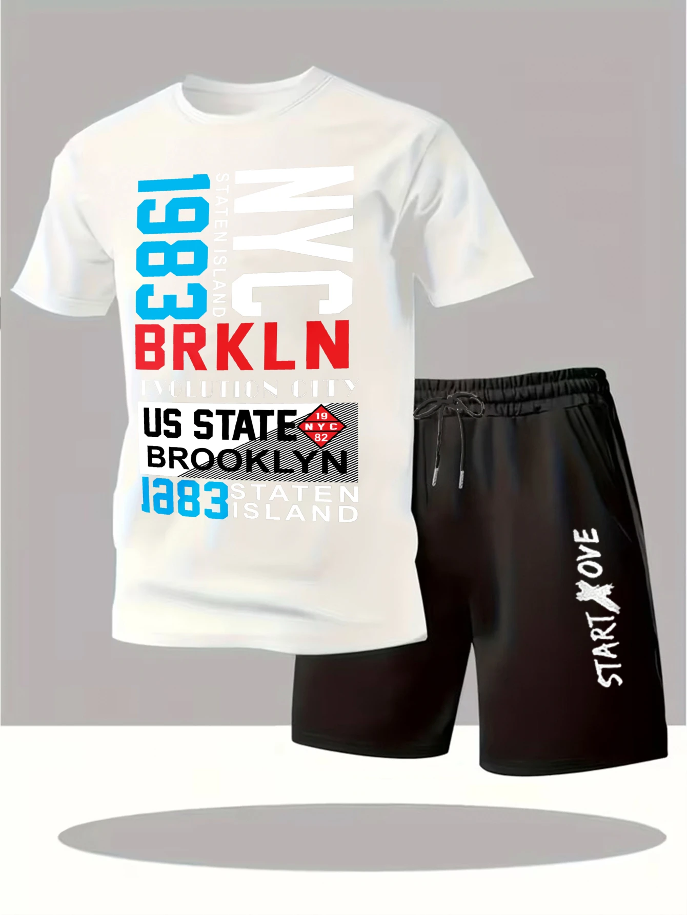 

Мужские комплекты 2025: Новинка! Модный комплект одежды с графическим принтом для мужчин. Костюм для мужчин: свитшот и шорты. Спортивный костюм с коротким рукавом.