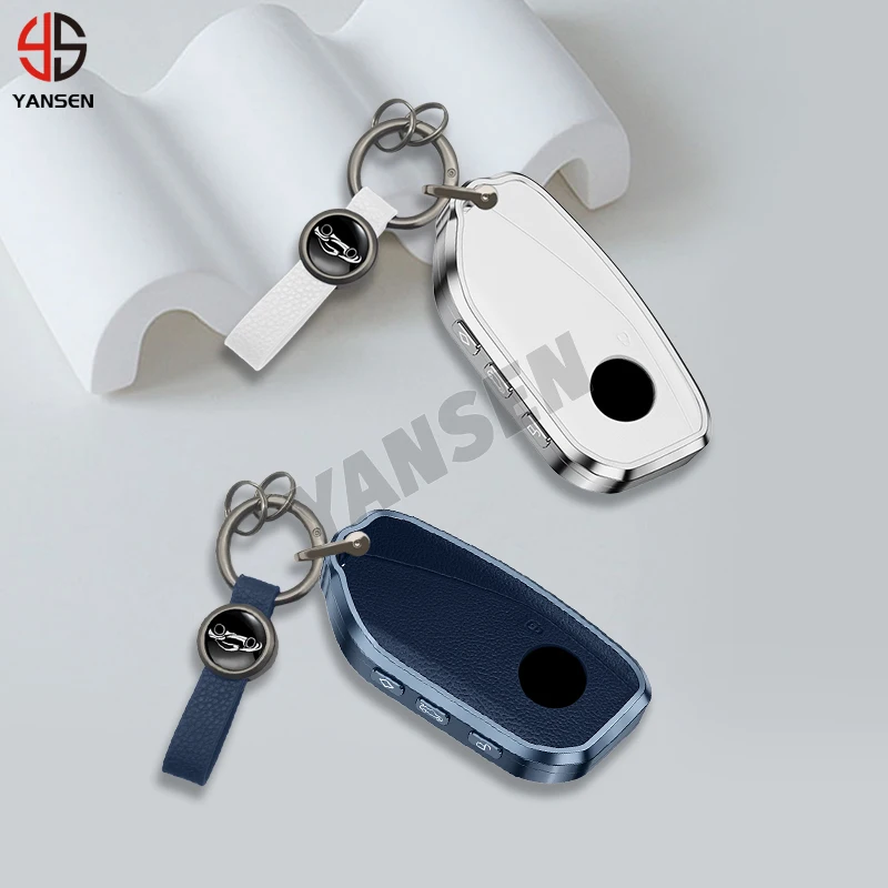 

2024 New Key Ring Key Cover For BMW Leather Metal Key Case 3 4 5 7 Series X5 X7 i7 i4 iX