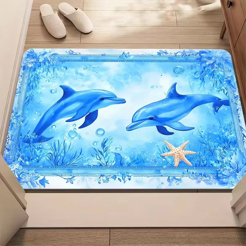 Cute Cartoon Panda Welcome Doormat Non Slip Entry Rug Neutral Doodle Dot Pattern Soft Entryway Bedroom Home Decor Mat